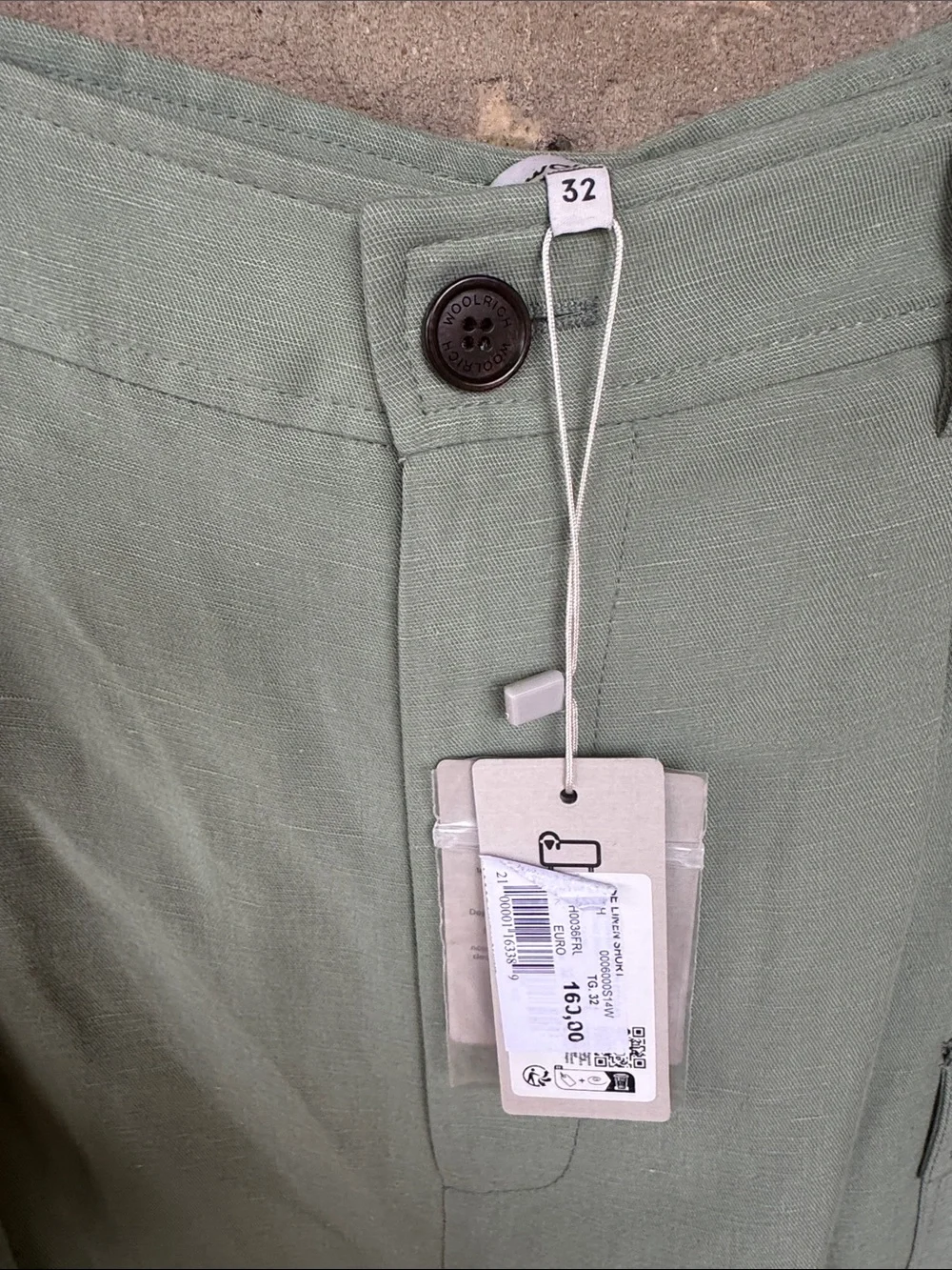 Woolrich Light Sage Green Utility Cargo Shorts